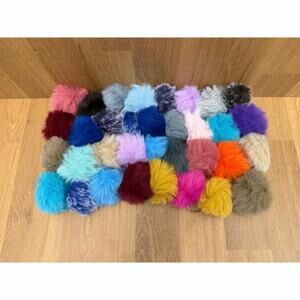 Lot of 34 Faux Fur Pom Pom Keychains – Fluffy Bag Charms